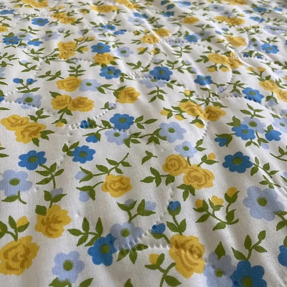 70s floral bedding set blue/yellow